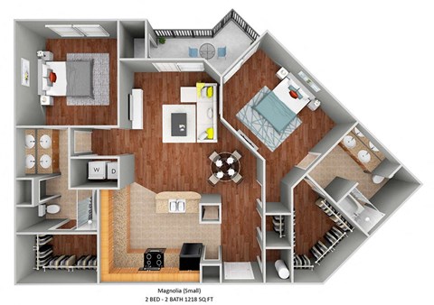 Floor plan for 2 beds, 2 baths, 1183 sqft